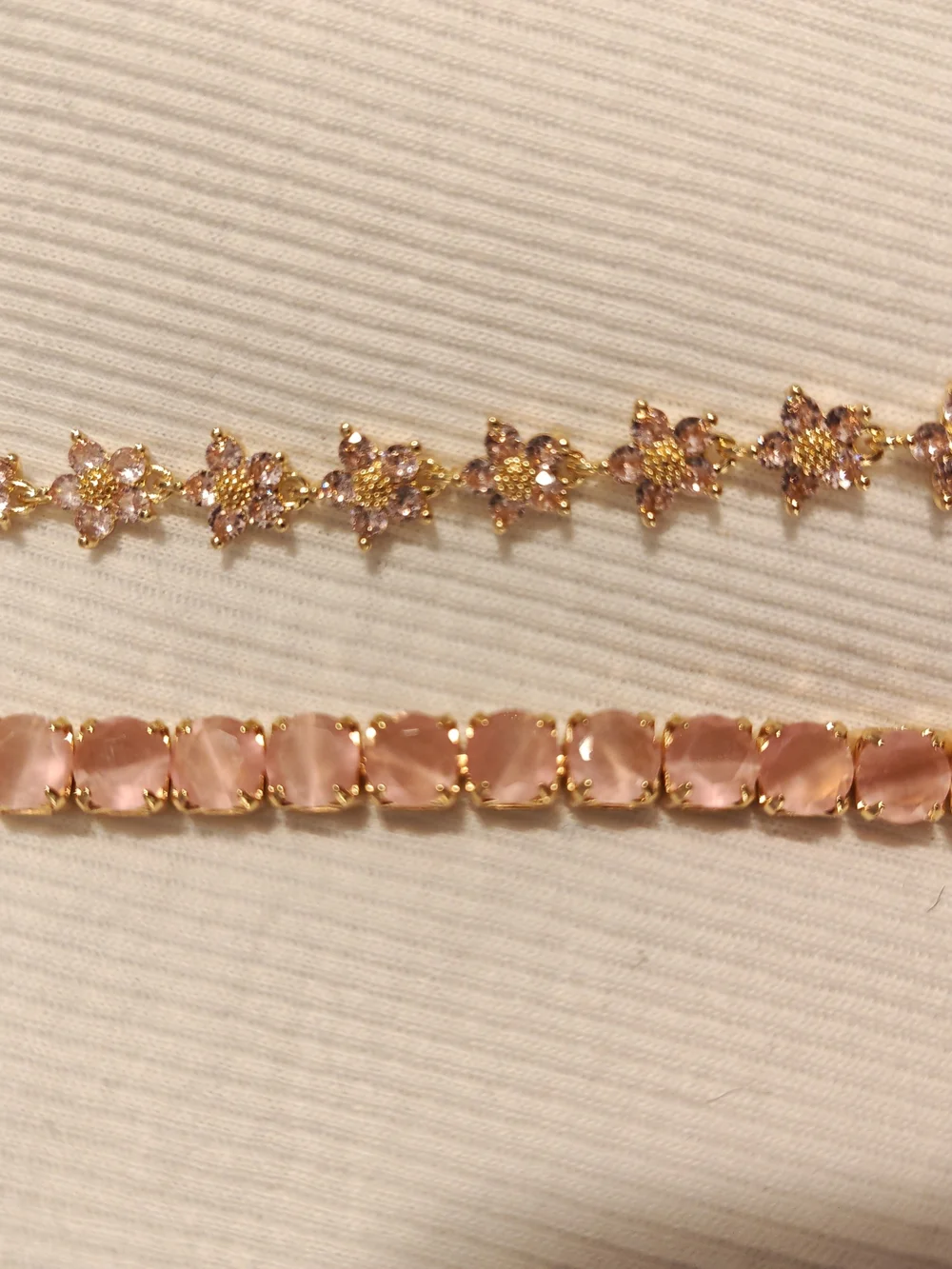 Gold Plated and Pink MoisinetteCrystal Tennis Bracelet - Elegant Womens Jewelry